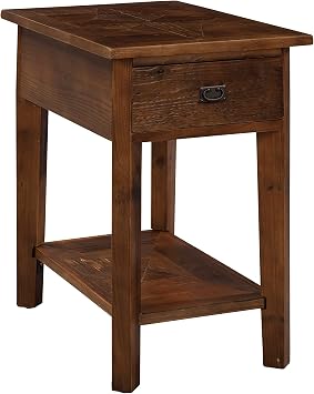 Alaterre Furniture Revive Chairside Table with Drawer and Shelf, 24 Inch Tall Natural Wood Finish, Home Decor and Occasional Furniture for Living Room