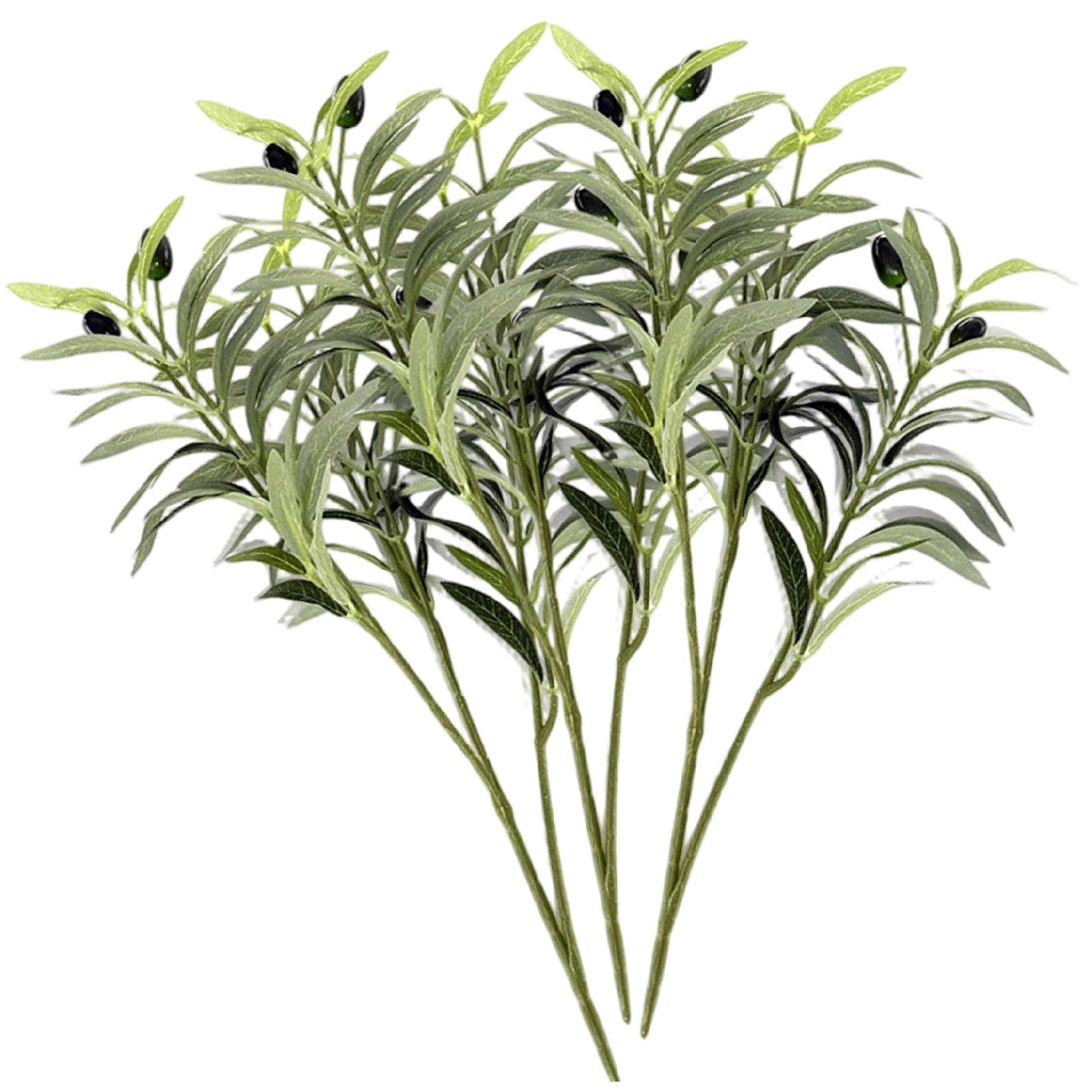 Gemuseeee Olive Branches for Vases 3 Pack Artificial Olive Branches Realistic Greenery Stems With Fruits For Vase Decor Green 15.75 Inch