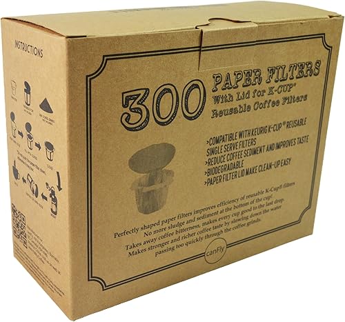 Miniatura 8 de canFly Filtro de papel sin blanquear con tapa compatible con filtros Keurig K-cup de una sola taza compatibles con Keurig, Ekobrew, EZ-Cup y otros
