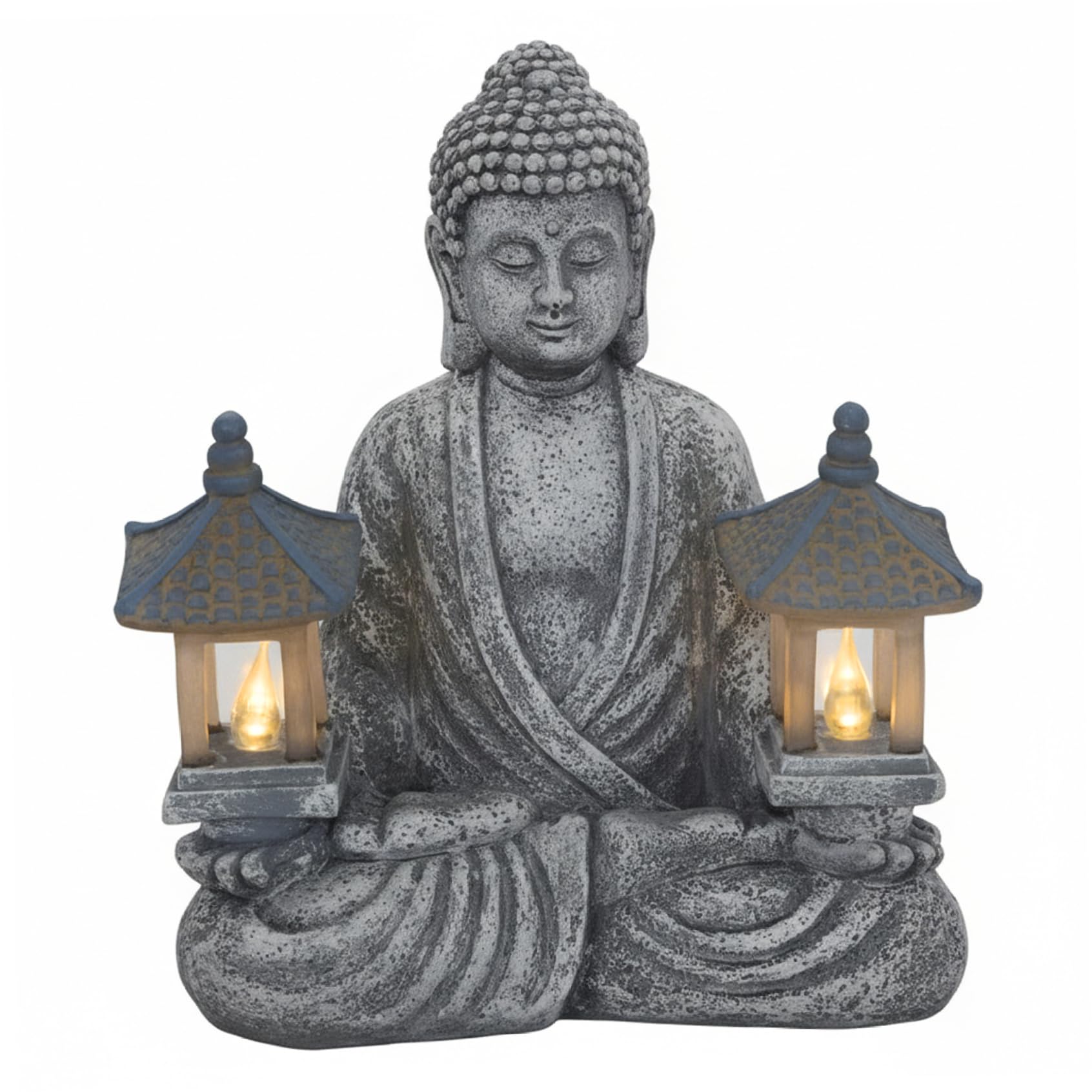 Statue de Bouddha d'extérieur, décoration de Bouddha Solaire avec phares LED, Statue Jardin en résine étanche pour Jardin, Maison, Patio, pelouse 20, 3 x 11, 4 x 23, 1 cm
