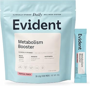 Metabolism Booster Stick Packs, Weight Management Drink Mix with 3g Prebiotic Chicory Root Fiber and Clinically Studied H2Oslim, Helps Reduce Appetite, Sugar Free, 30 Packets for Women & Men