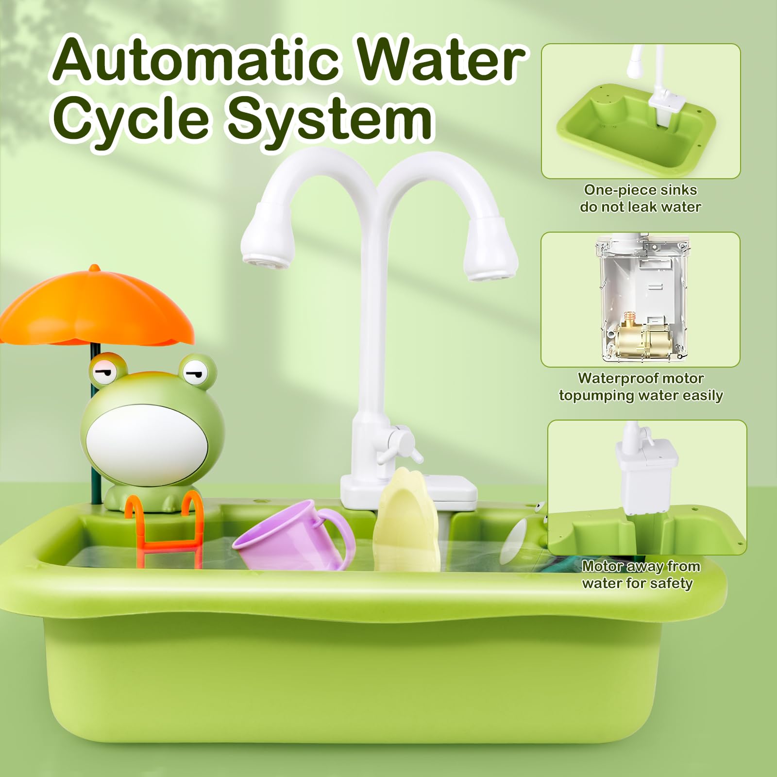 Evier Jeu 28 Pieces Deao Cuisine Jouet Enfant DeAO 28 Pièces - Évier Avec Robinet à Eau Et Aliments à Découper Ensemble Vaisselle Enfant