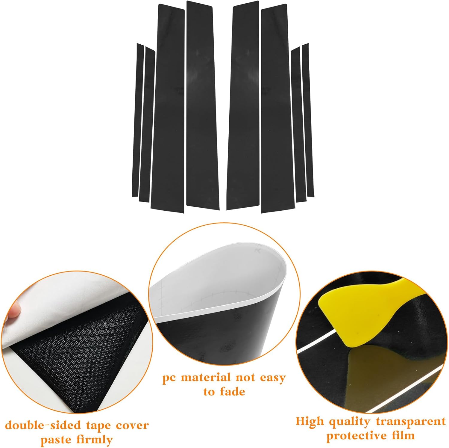 Bilisin Door Pillar Posts Trim Kit Compatible with Toyota RAV4 2013-2018 Exterior Accessories, Anti Scratched Center Side Window Molding Cover Stickers 8Pcs Glossy Black