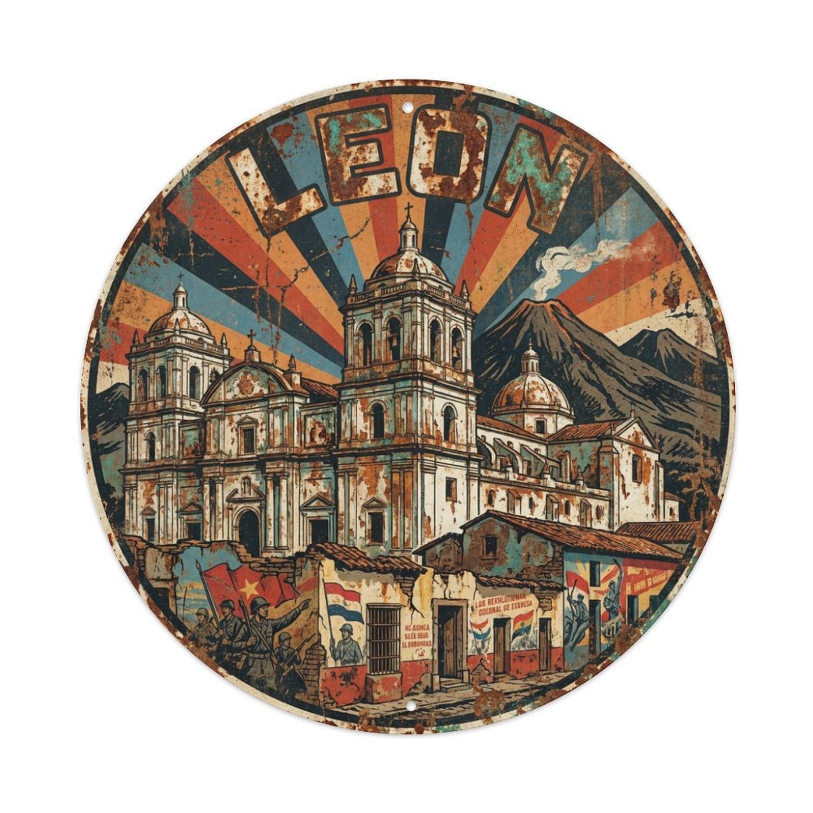Retro Travel Nicaragua Leon Metal Tin Sign