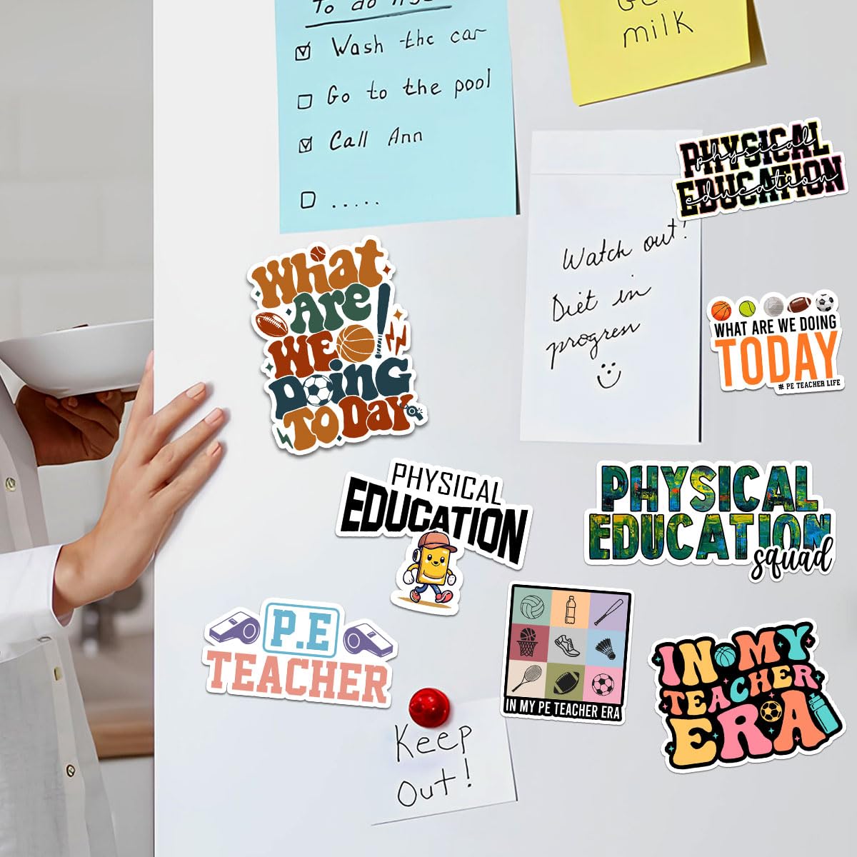 10 Pcs Physical Education Teacher Stickers – Gift for Gym Teachers, Coaches, Parents, Friends, Teammates – Ideal for Laptops, Water Bottles, Tumblers, Notebooks, Scrapbooking 3