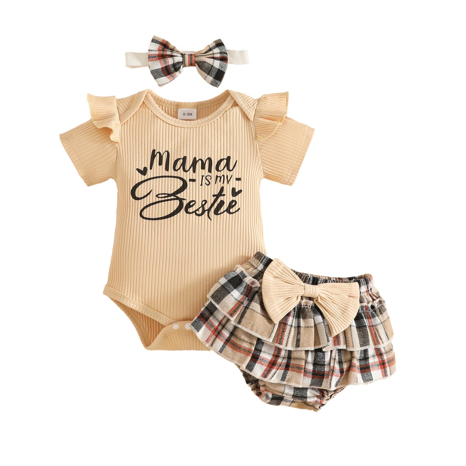 Conjunto Vestido para Niñas Recién Nacidas Top de Punto con Volantes de Sin Mangas + Bowknot Faldas + Diadema 3Pcs Elegante Ropa Trajes — view 9