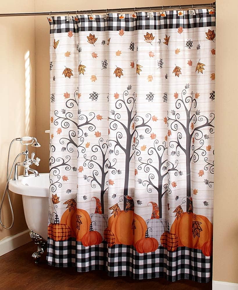 Viajar Thanksgiving Shower Curtain, Farmhouse Pumpkin Fall