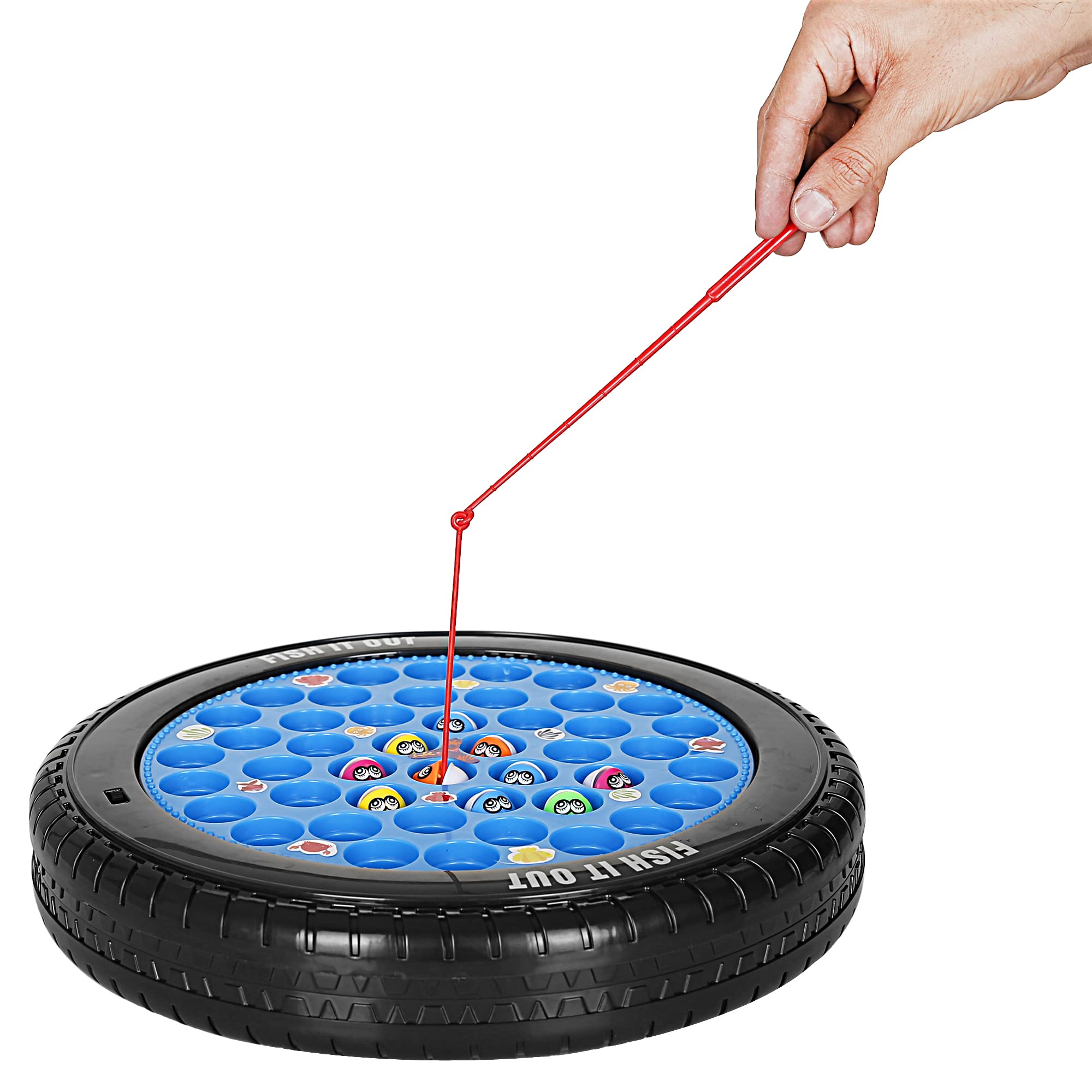 Youreka Fishing Game – Small Musical Rotating Fishing Toy for Kids 3Y+ | Multicolor Educational Toy with Magnetic Rods & Fish | Fun, Interactive Game for Toddlers (Blue)