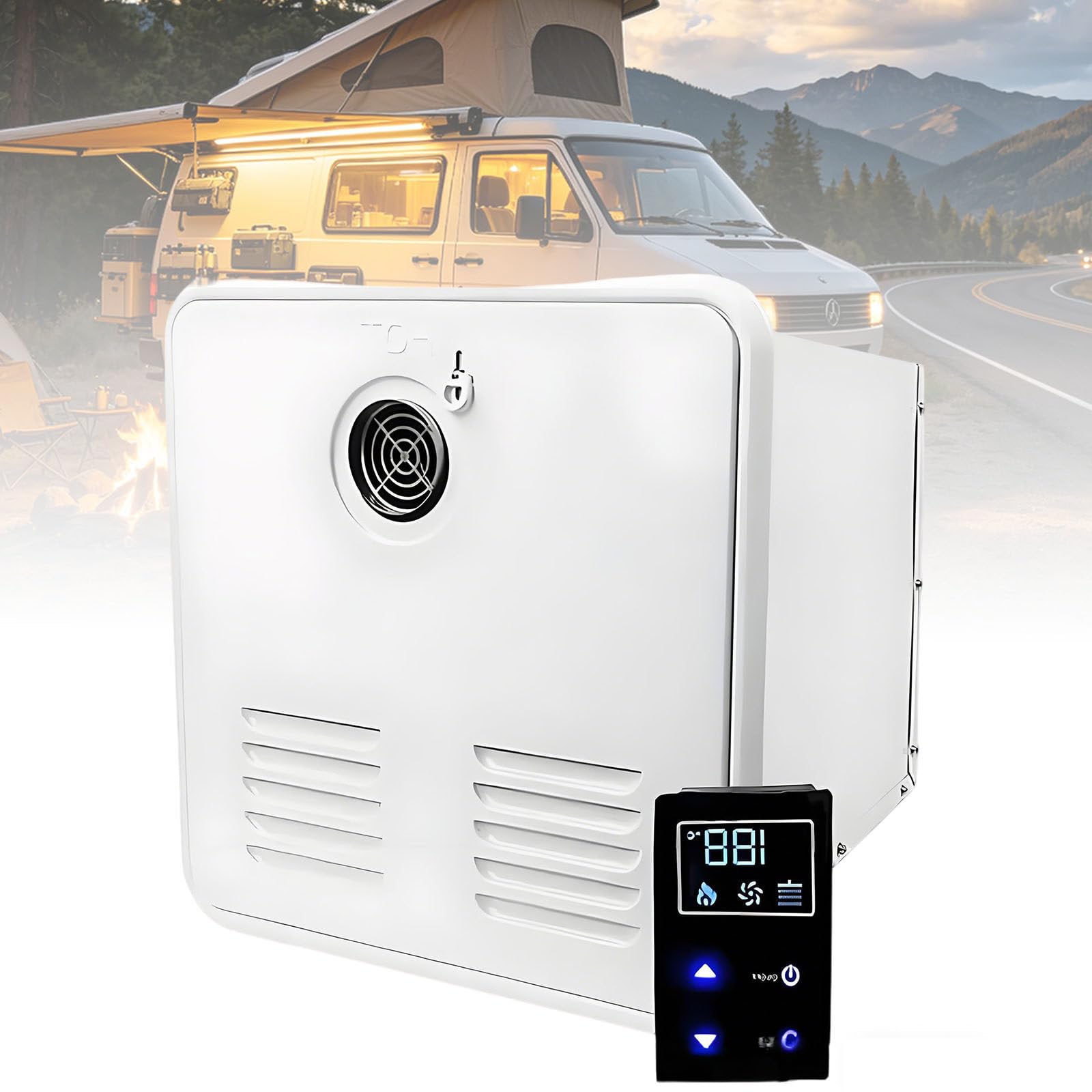 Ymnogjie Dc 12v Rv Tankless Water Heater,Instant Shower,55000 Btu Best High Altitude Performance,Gas Hot Water Heater Ideal for Camping,Trips,Rv,Pet Washing White