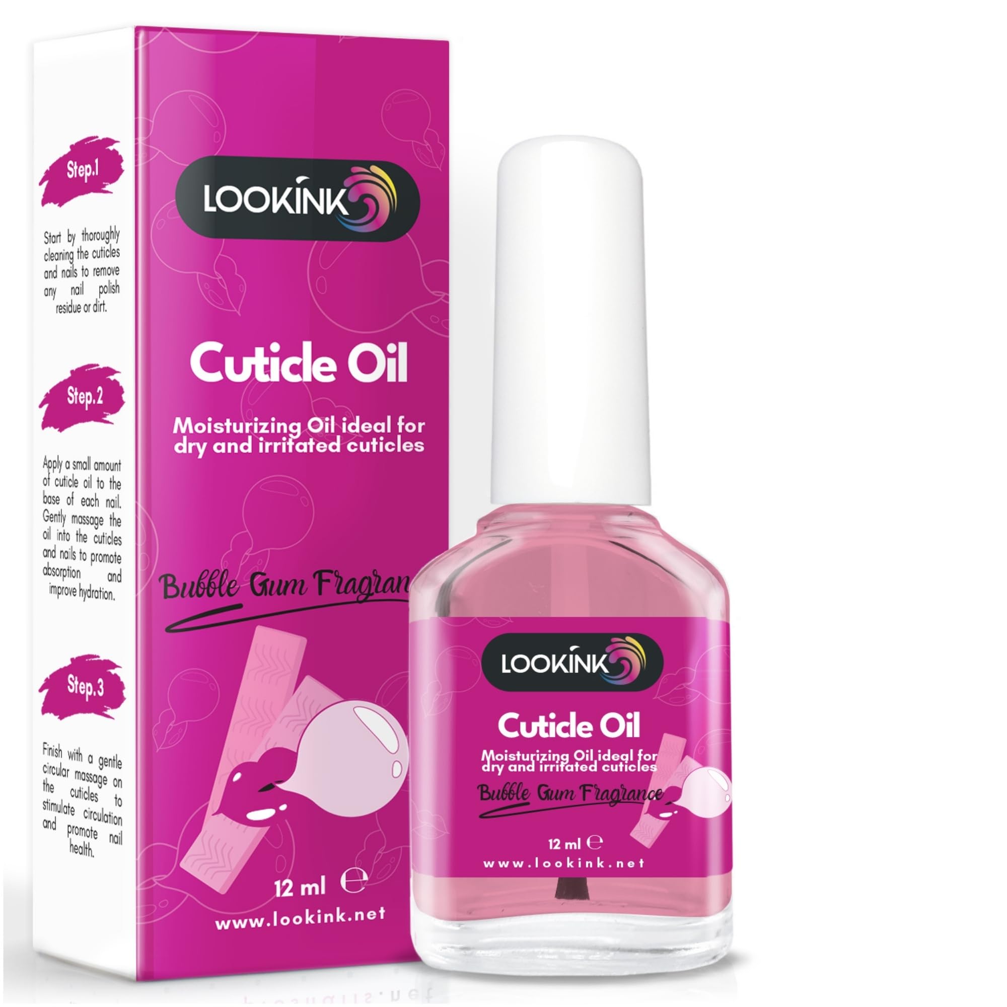 Professional Nail Cuticle Oil 12 ml, Hydrating and Nourishing Bubble Gum Fragrance Cuticle Oil for Perfect Hands and Feet