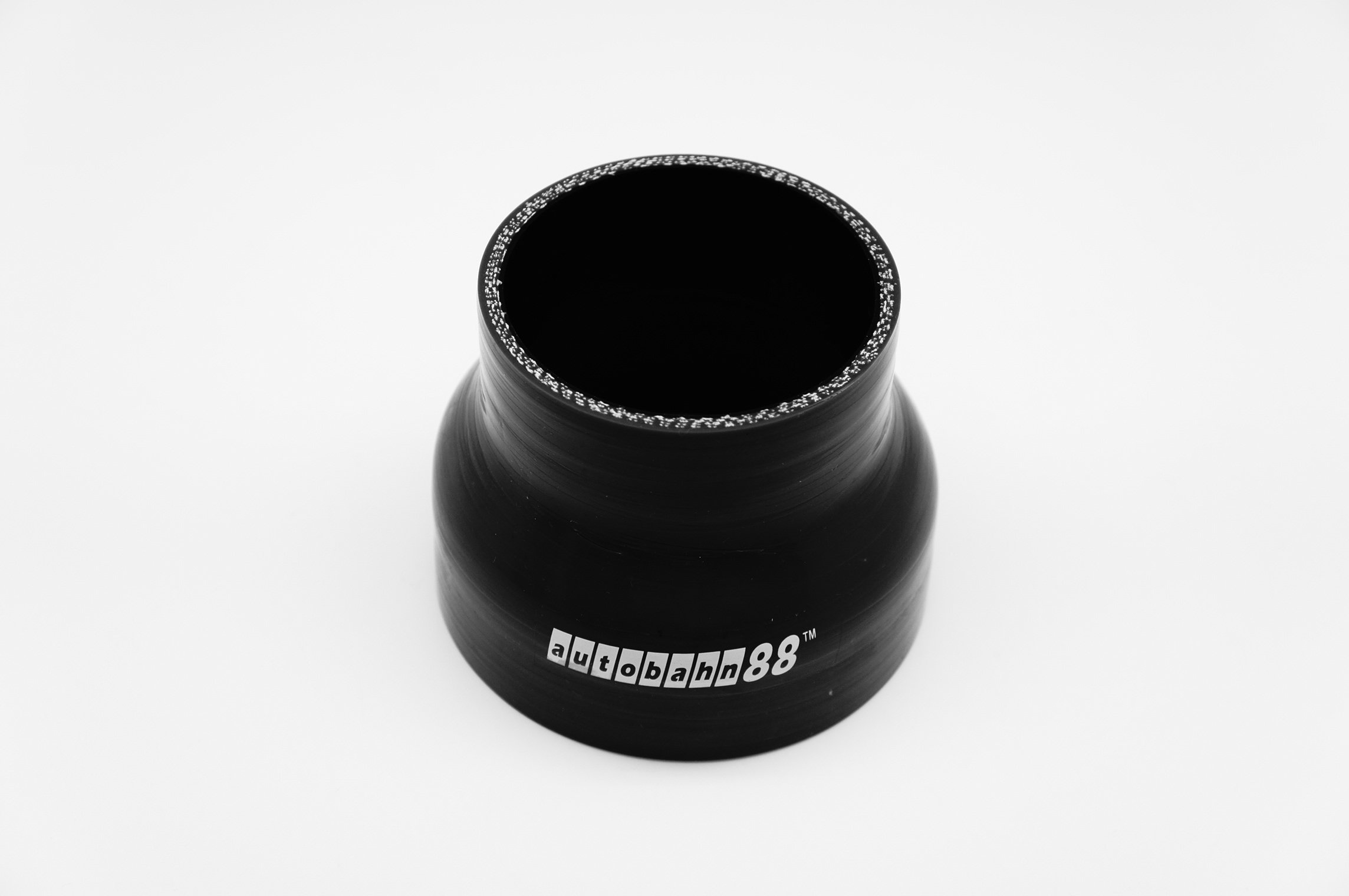 Autobahn88 Codo de manguera de silicona automotriz, acoplador reductor, DI = 2,38" a 2" (60 a 51 mm), longitud 3,3" (85 mm), espesor de pared = 0,16" (4 mm), 3 capas, negro