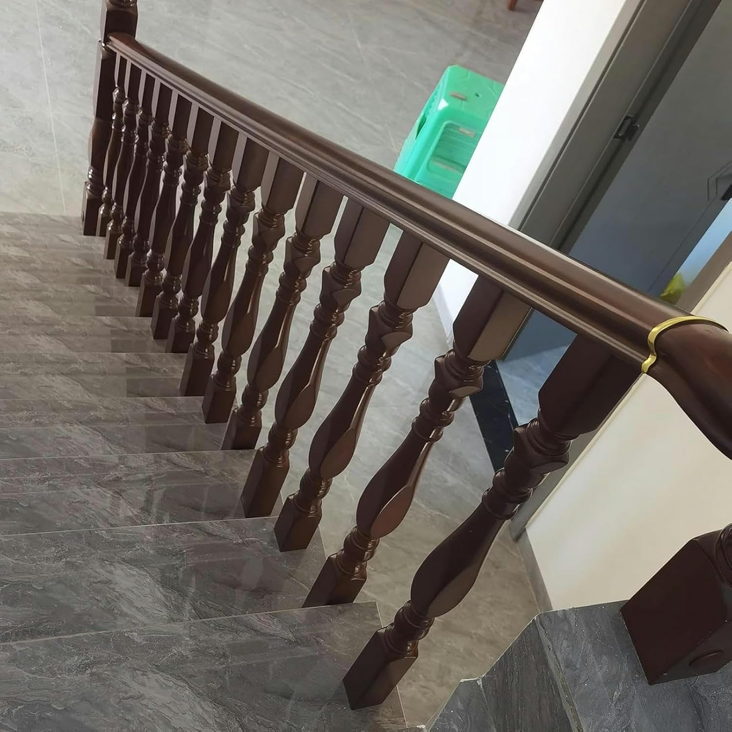 Stair Balusters, Wood Stair Railing Spindle Post, Decorative Staircase Handrail Column Replacement, 95cm High Interior Deck Balusters with Mount Fittings