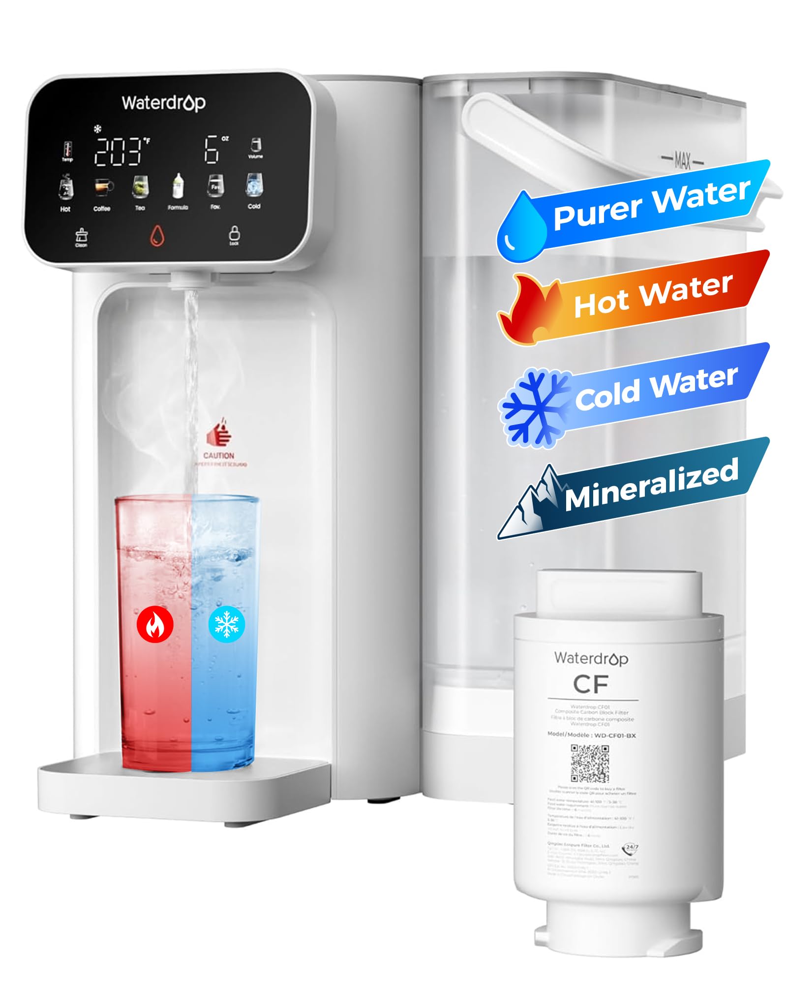 Photo 1 of Waterdrop CT01 Countertop Water Filter & Hot/Cold Dispenser