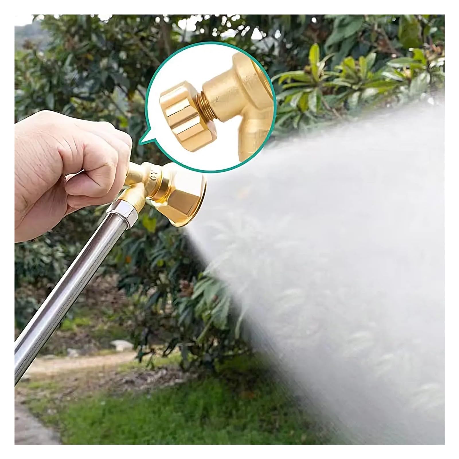 Boquilla de Manguera Agua latón, Accesorio pulverización jardín Ajustable Resistente for riego Plantas, Flores plántulas
