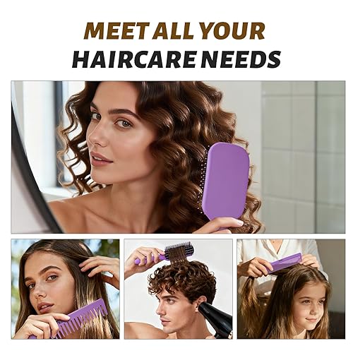 Miniatura 7 de Juego de 4 cepillos desenredantes para cabello para mujeres - Cepillo de paleta para cabello húmedo o seco, no más enredos para cabello liso, largo,