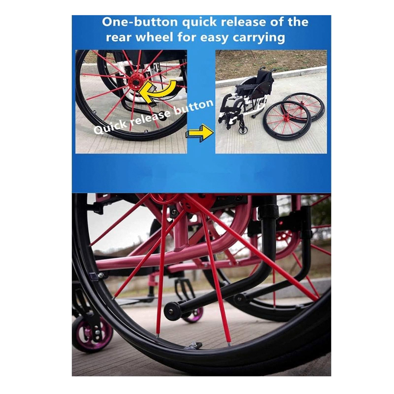 Wózek Inwalidzki Zelfrijdende handmatige rolstoel Lichtgewicht transportrolstoel Aluminium frame Rolstoel met armleuning Belasting 100 kg Przenośny