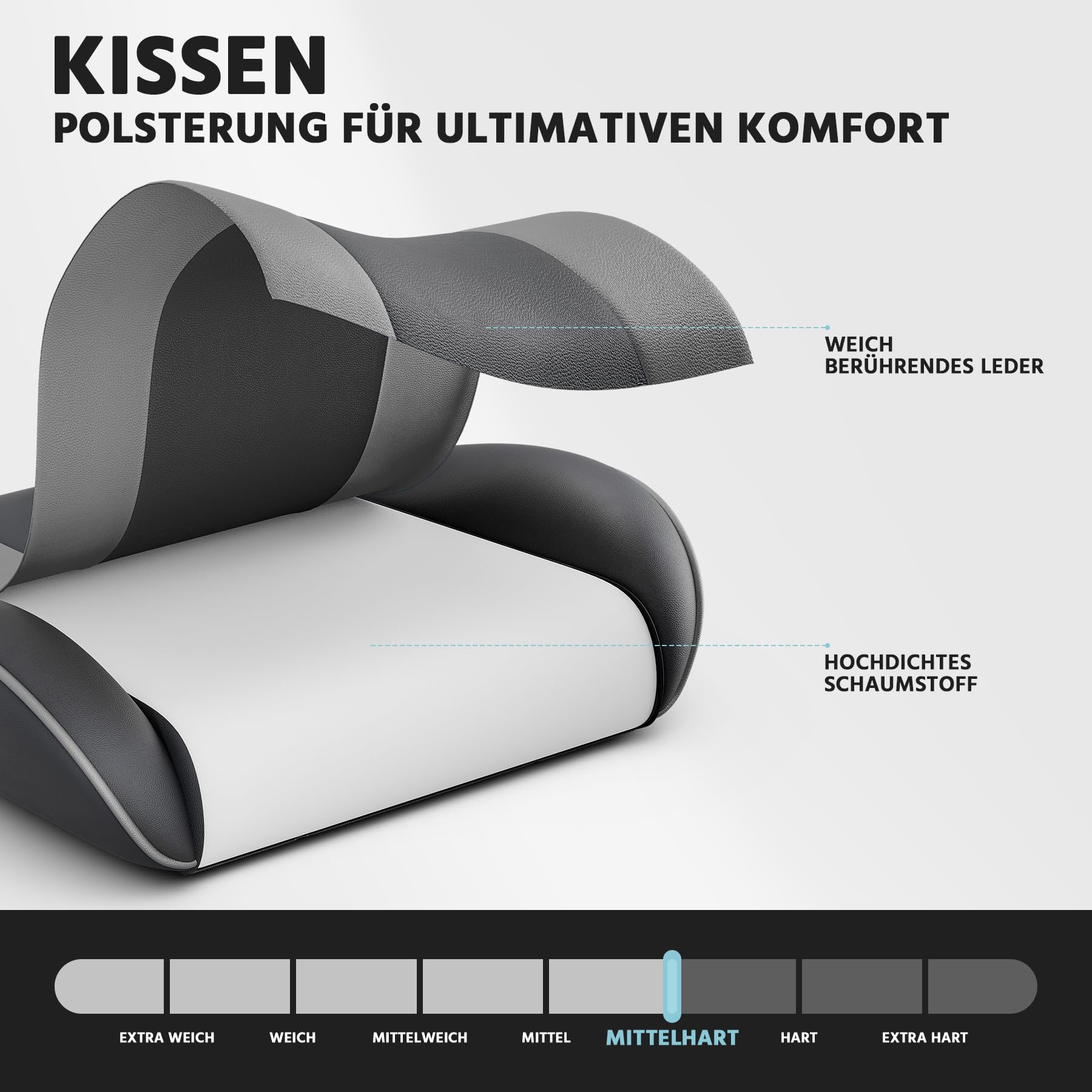 Chaise de gaming ergonomique avec repose-pieds, accoudoirs réglables, chaise de bureau, ergonomique, avec support lombaire - Noir/gris (gris)