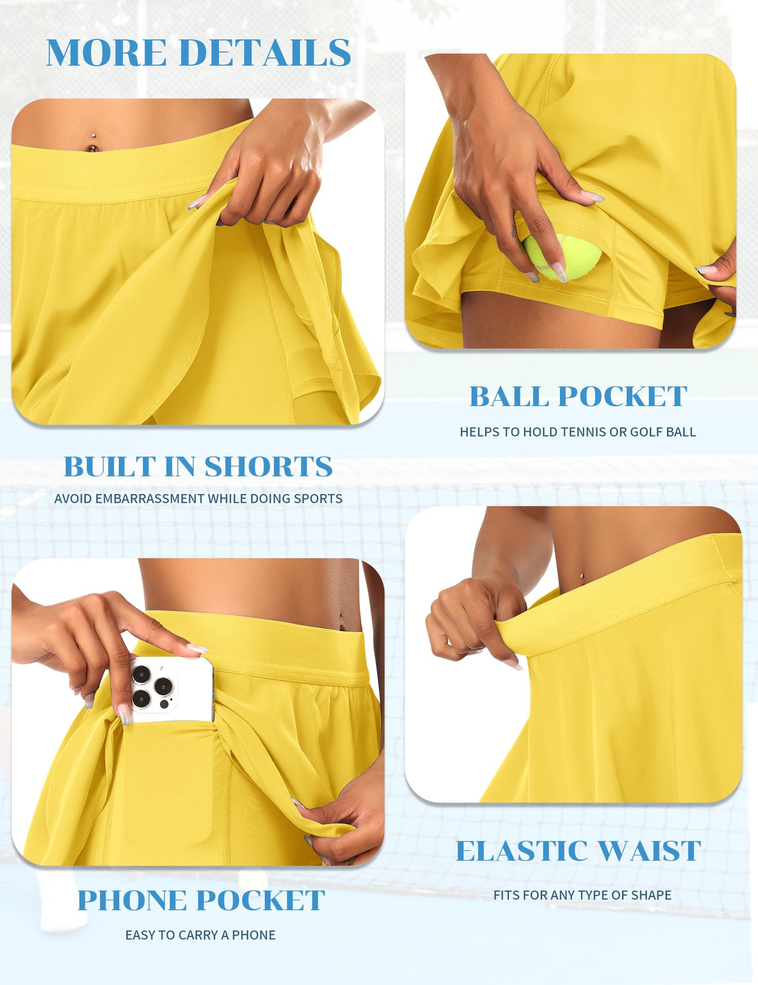 JoyGirl Gonna da tennis da donna con pantaloncini a pieghe da golf, a vita alta, per allenamento, atletica, corsa, gonne con tasche