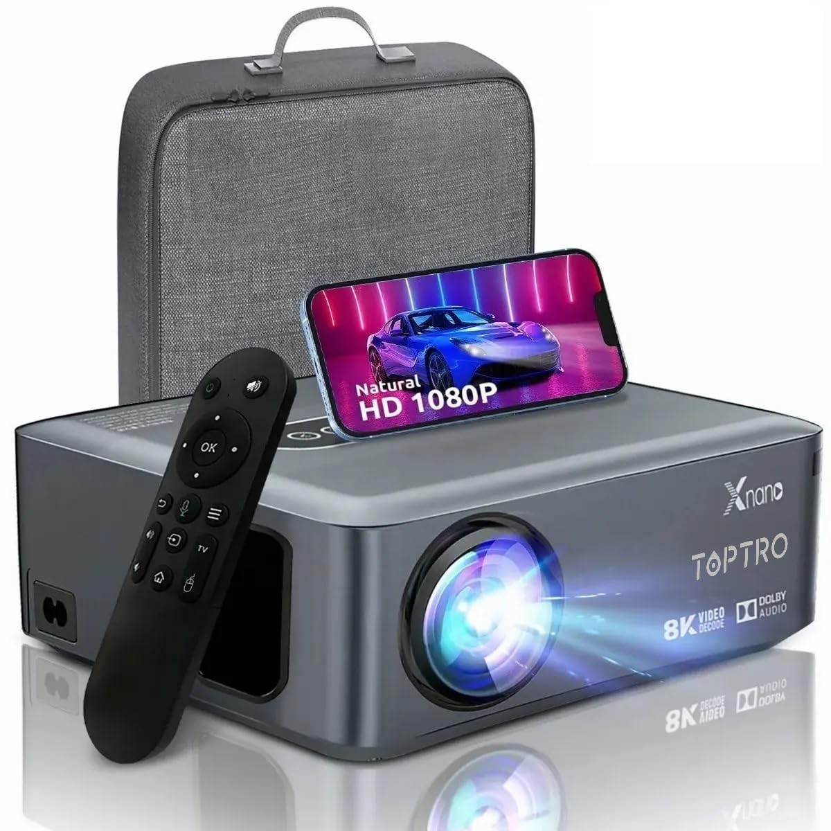 TOPTRO Free Style Projector for Home 4K Support 720p Native HD Portable Projector (X1')