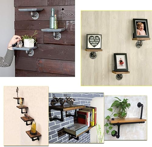 Miniatura 7 de CBTONE - Paquete de 10 codos de tubo de 12 pulgada, codo de hierro fundido negro para decoración de tuberías con orificio roscado para tuberías