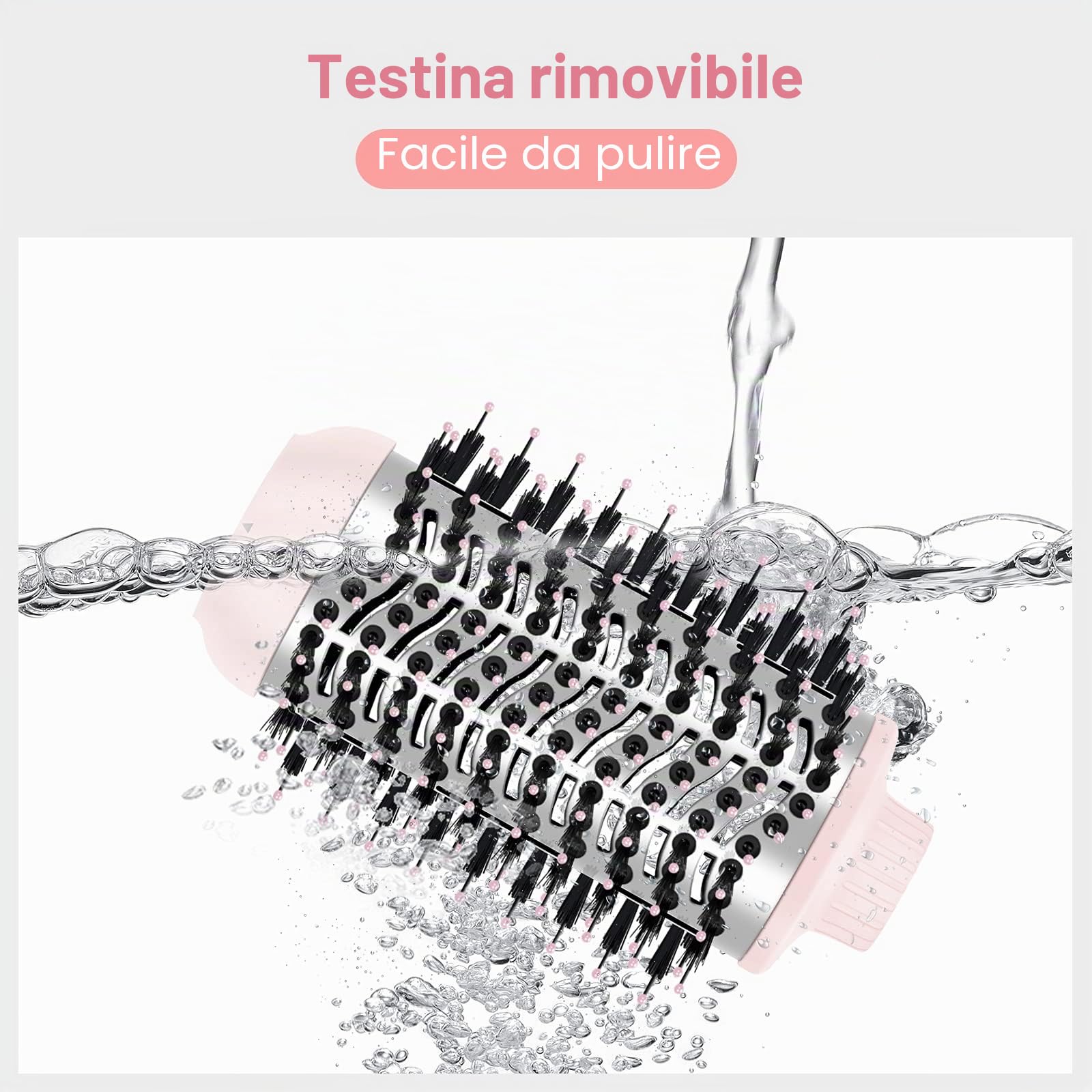 4 IN 1 Styler, Spazzola Asciugacapelli PARWIN PRO BEAUTY Spazzola Elettrica per Capelli, Spazzola ad Aria Calda, Spazzola Phon per Capelli, 4 allegati, Lisciante, Volumizzante, Asciugare, 1000W, Rosa