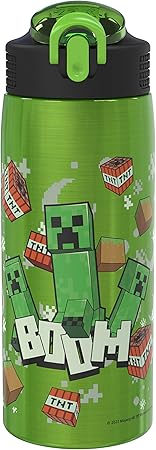Zak Designs Minecraft Water Bottle for Travel and At Home - 19 oz Vacuum Insulated