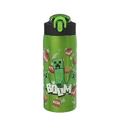 Zak Designs Minecraft Water Bottle for Travel and At Home 19 oz Vacuum Insulated Stainless Steel with Locking