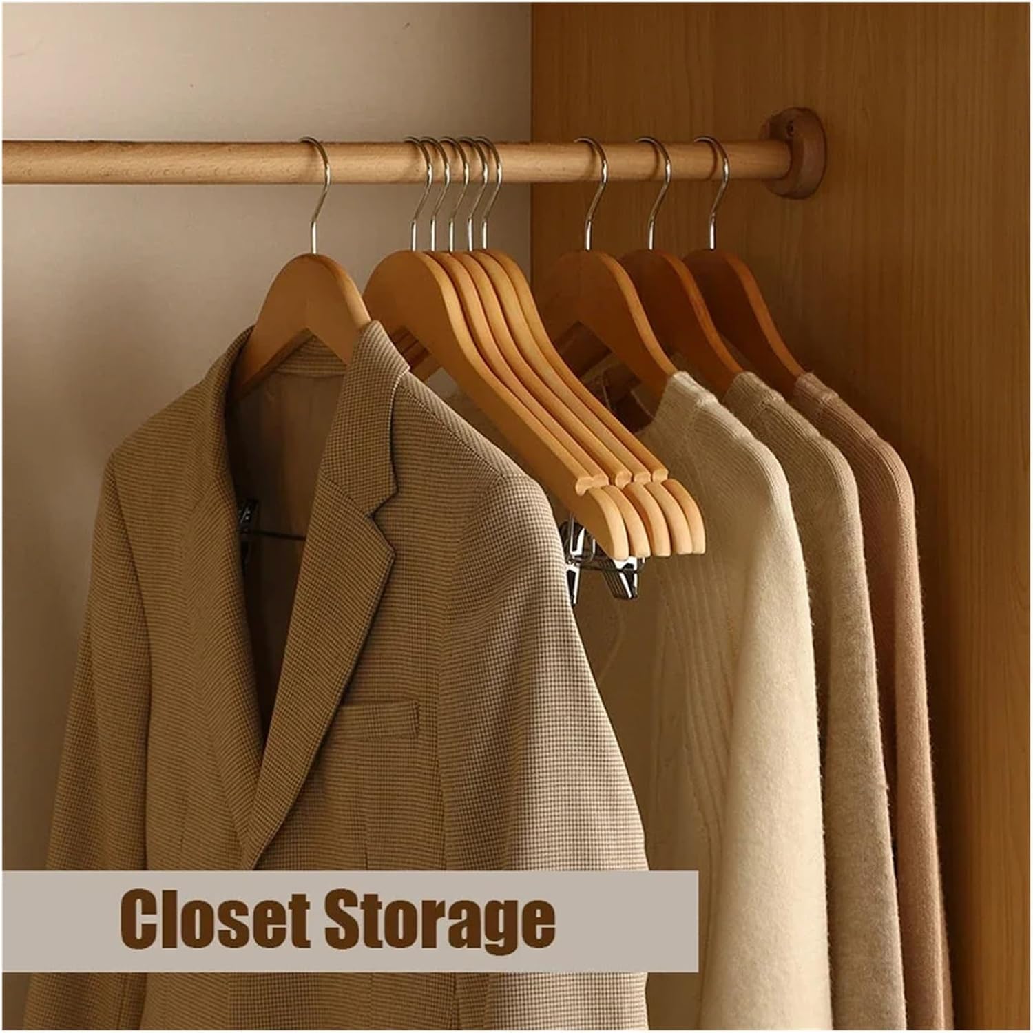 5PCS Wooden Suit Hangers,Skirt Hanger,Solid Trouser Rack with Shoulder Notches