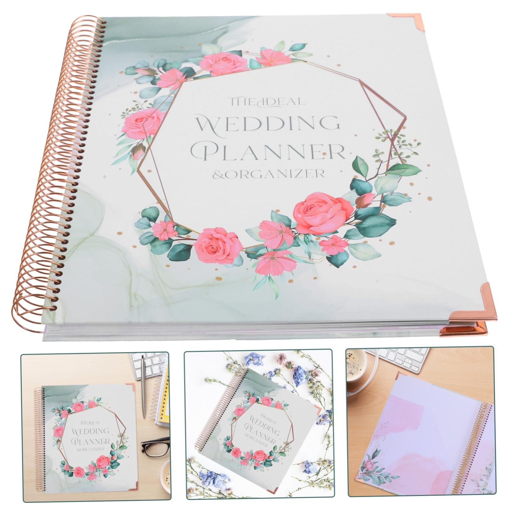 NUOBESTY Hochzeitsplaner Buch aus Papier mit Budgetplanung und Detailliertem Zeitplan Notizbuch Design für Verlobung und Hochzeitsvorbereitung
