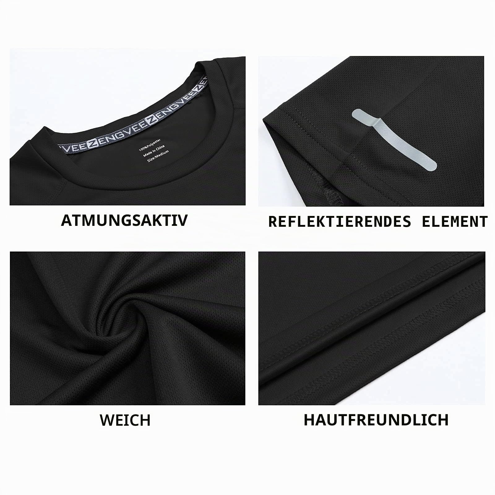 Gaiatiger 3er Pack Herren Sport Tshirts Funktionsshirt Schnelltrocknend Trainingsshirt Laufshirt Kurzarm Atmungsaktiv