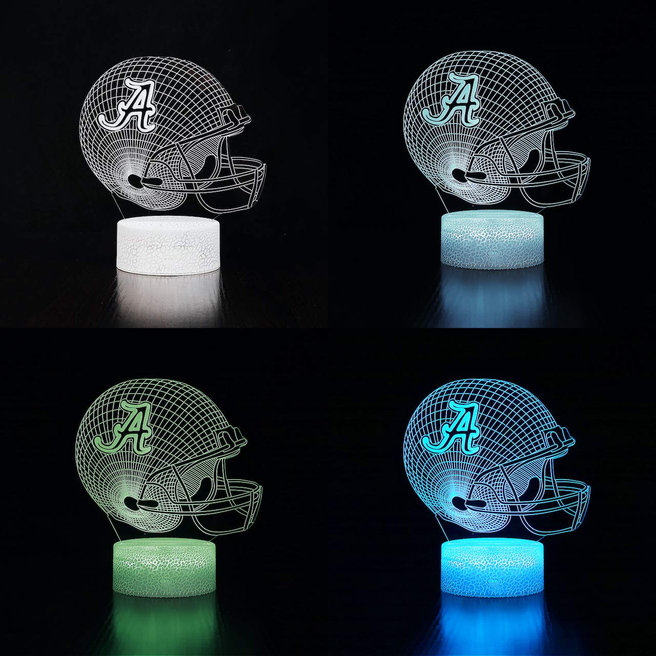 Ikavis 3D LED Night Light Football Helmet Alabama Crimson Tide Flat Acrylic Illusion Lighting Lamp with 7 Colors and Touch Sensor, Sports Fan Nightlight Gift for Kids, Boys, Girls, Men or Women