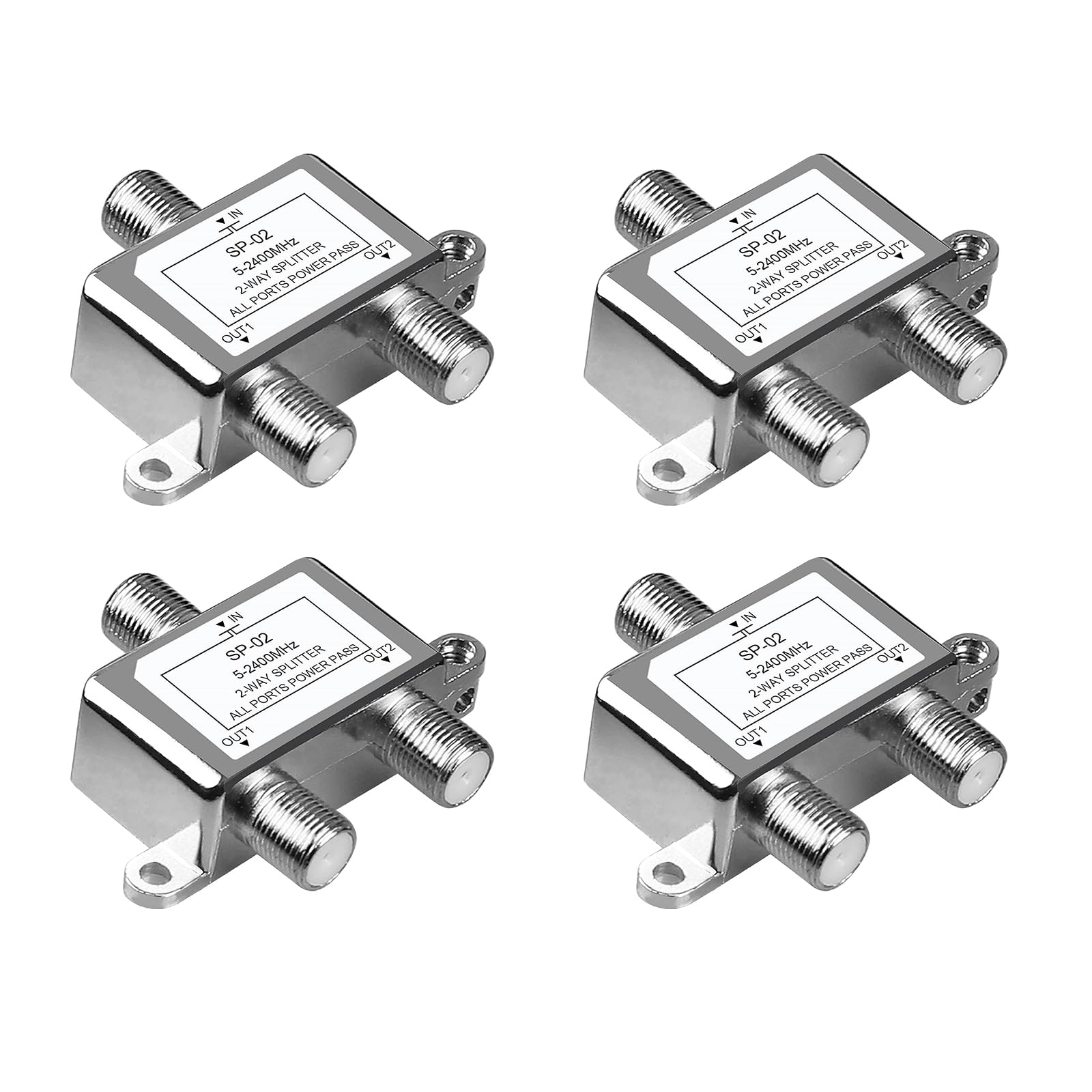 4 Pack Coaxial Cable Splitter 2 Way, NEWCARE Coax Splitter 5-2400MHz, RG6 Compatible, Cable Splitter 2 Way Can Work with Satellite/Cable TV and