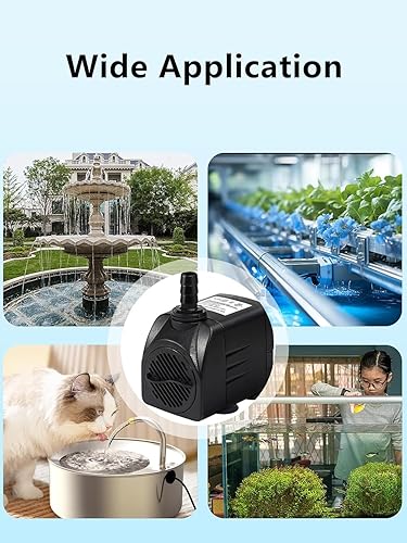 Miniatura 7 de Bomba de fuente, bomba de agua sumergible de 220 GPH para exteriores, bomba de fuente de agua ultra silenciosa para cascada de estanque, pecera,