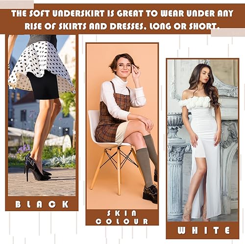 Miniatura 3 de 3 piezas de nailon antiestático medio deslizamiento para mujer, tacto sedoso, anti adherencia, por encima de la rodilla, medio deslizante, para