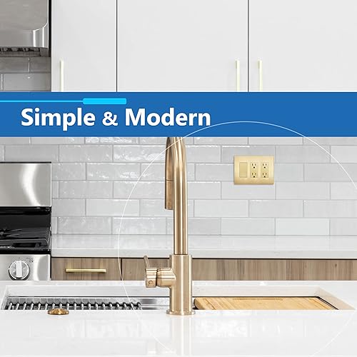 Miniatura 542 de LIDER - Cubierta decorativa de interruptor doble con acabado mate, placa de pared sin tornillos, tamaño mediano, 2 bandas, 4.88 x 4.92 pulgadas