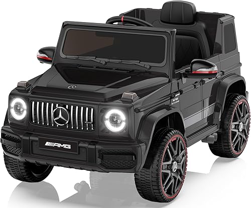 Miniatura 15 de ANPABO Auto de juguete Mercedes-Benz G63 con licencia, para niños, 12 V, con control remoto para padres, aviso de batería baja, faro delantero LED