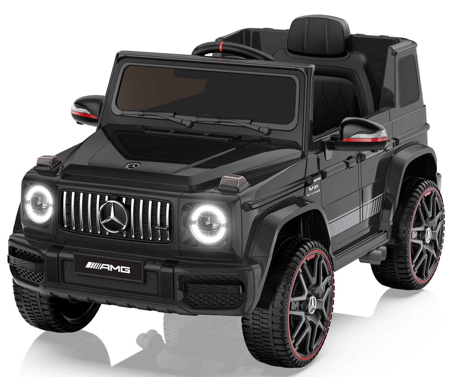 ANPABO Licensed Mercedes-Benz G63 Car for Kids, 12V Ride on Car w/Parent Remote Control, LED Headlights, Music Player & Horn, Soft Start, Low Battery Prompt, Kids Electric Vehicle, Black