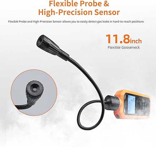 Miniatura 4 de Detector de gas combustible, detector de fugas de gas portátil con pantalla LCD, localiza fuentes de metano, hidrógeno, propano, gas natural,