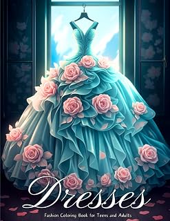 Dresses - Fashion Coloring Book for Teens and Adults: 50+ Vintage and Contemporary Designs, Featuring Day Dresses, Ball Gowns, Wedding Dresses and ... Lovers - Great for Creativity and Relaxation.