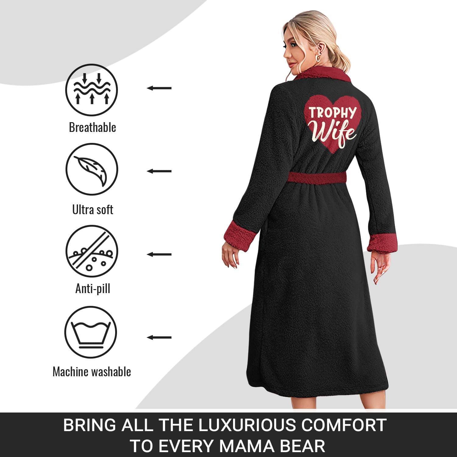 Trophy Wife Fleece Robe - Birthday Anniversary Mothers Day Gifts Christmas Gifts for Wife from Husband