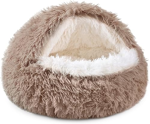 Miniatura 23 de NOYAL Cama redonda con capucha en forma de dona para perros pequeños y medianos - Cama de felpa esponjosa antiansiedad con cubierta para gatos