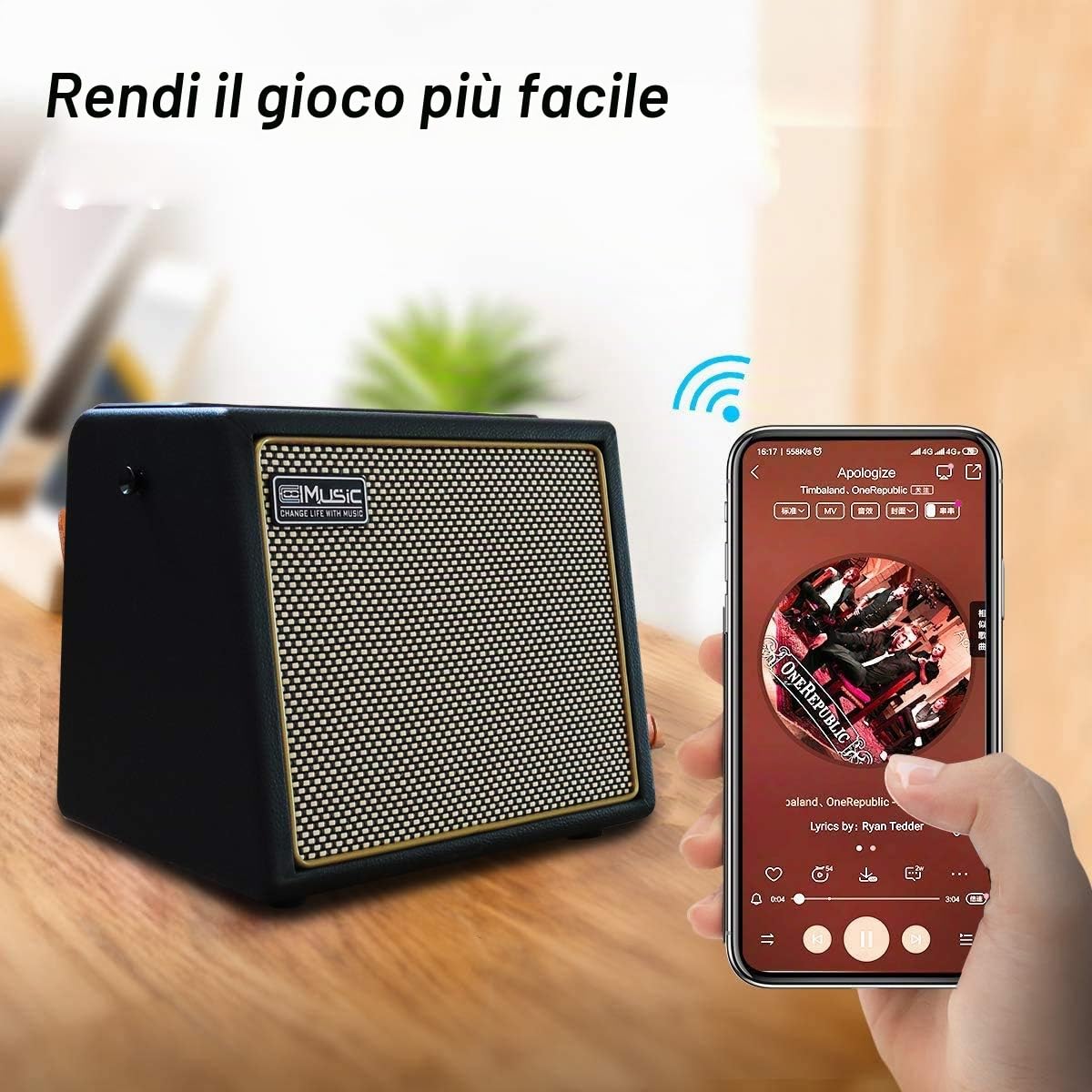 Coolmusic amplificatore portatile per chitarra acustica da 30 W con ingresso microfono, Bluetooth integrato, batteria ricaricabile con prestazioni fino a 8 ore