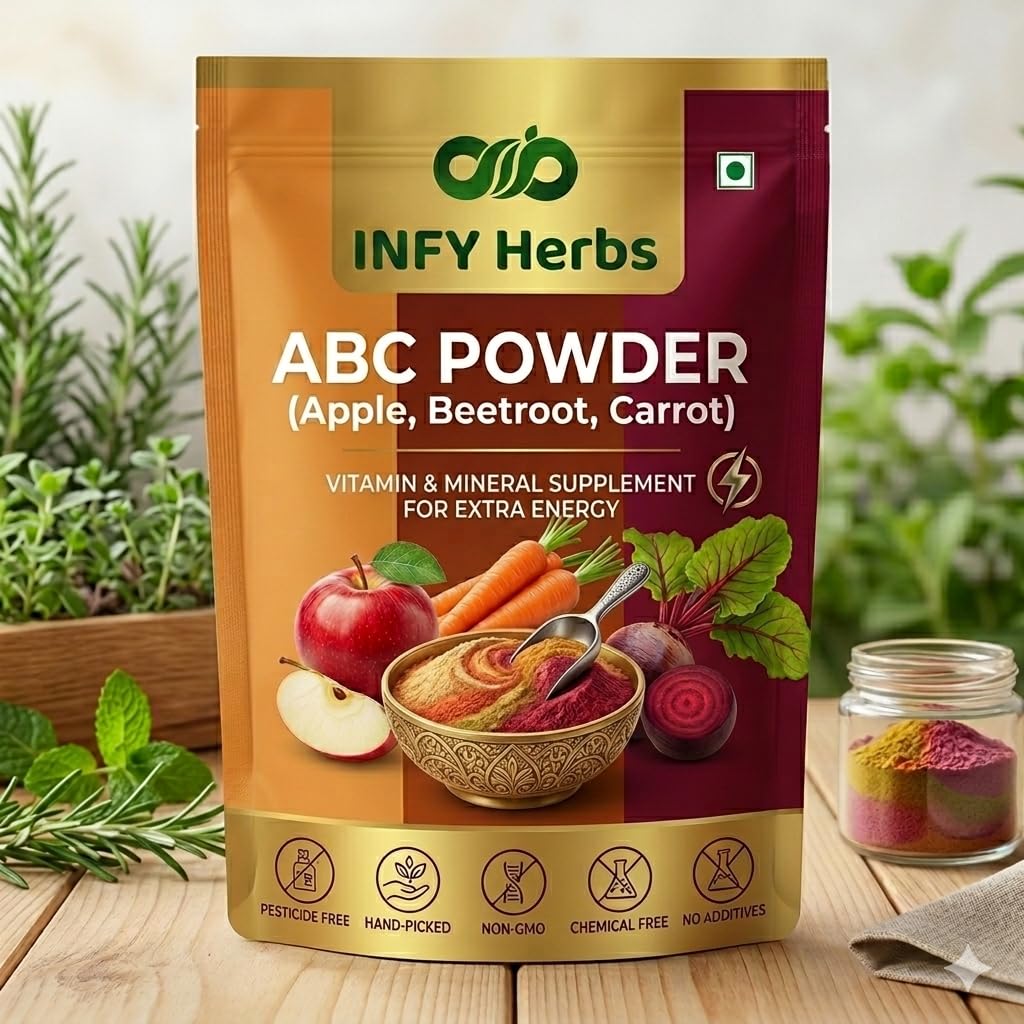 INFY Herbs ABC Powder – Apple Beetroot Carrot Superfood Powder | For Skin Glow, Energy & Heart Health | Supports Immunity | High in Antioxidants & Fiber | 100% Pure & Natural-image-6