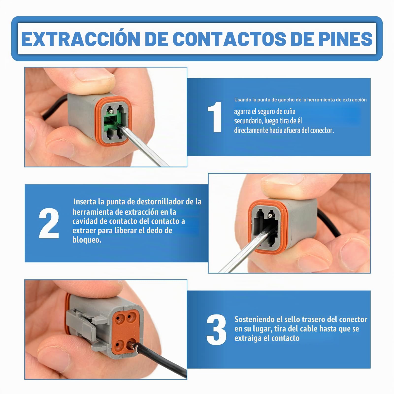 IWISS DEUTSCH DT Kit de conectores en configuraciones de 2, 3, 4, 6, 8, 12 pines, contactos formados estampados tamaño 16 (AWG 14), herramientas de extracción de cuñas y pines, ideal para servicio de