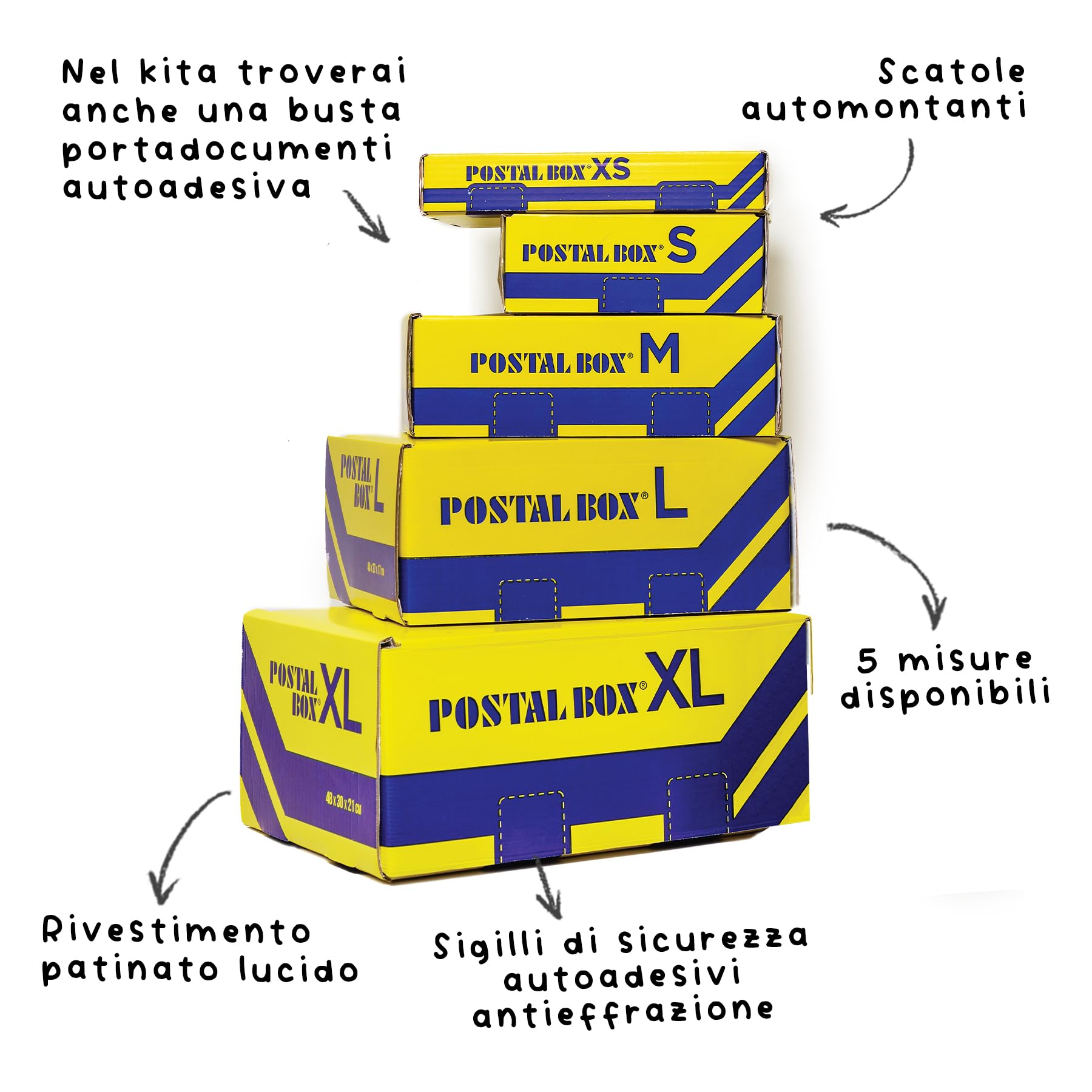 BLASETTI - Scatole per Spedizioni Automontanti POSTALBOX XL - Confezione 10 Pezzi da 48x30x21 cm. Ideali per Spedire e Proteggere Oggetti