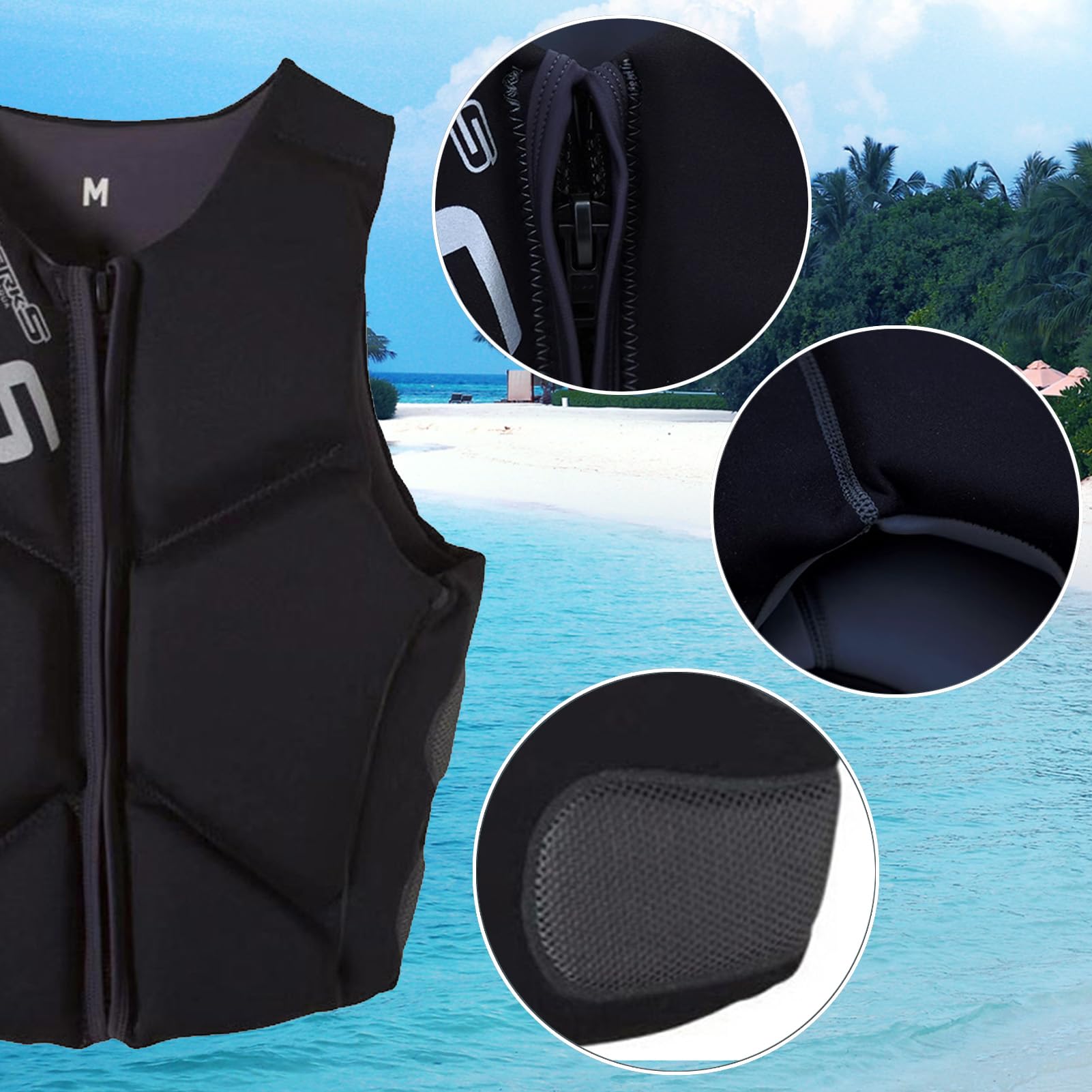 Chaleco Salvavidas De Neopreno para Adultos Chaleco De Natación Ligero Anticolisión De Flotabilidad Grande para Pesca, Paseos En Bote, Snorkel