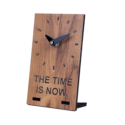 WOODEN VILLA Table Clock for Home Decor- Wooden Desk Clock for Home-Office-Shelf-Study Table