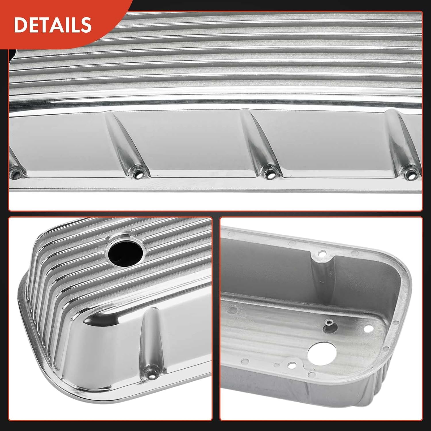 A-Premium Upgraded Aluminum Engine Valve Cover with Valve Cover Gasket & Oil Filler Cap & Bolts Compatible with Chevrolet 396 502 1965-1995 Mark IV Big-Block