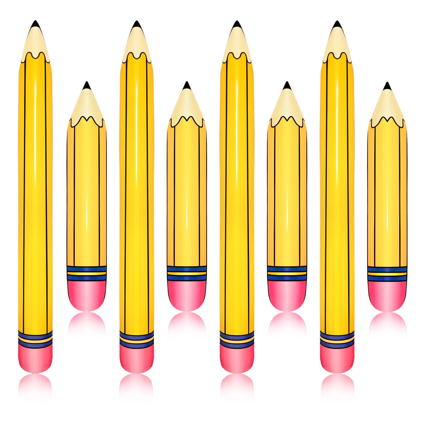8 Pcs Large Inflatable Pencil Balloons Back to School Inflatable Pencil Balloon Graduation Party Decoration for Back to School Classroom Garden Room