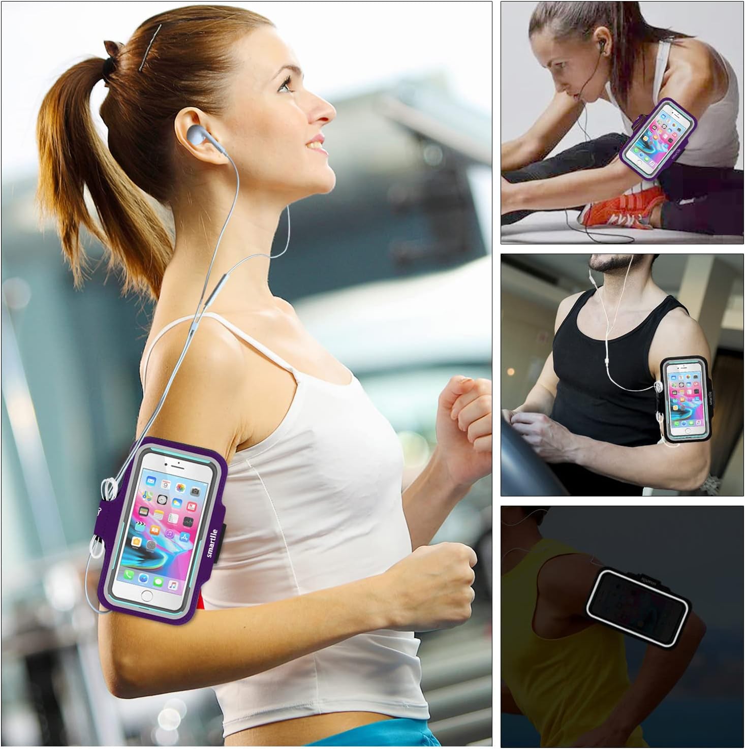 Smartlle Arm Phone Holder for Running, Armband Cellphone, iPhone 14 13 12 11 Pro Max/XR/8 7 6s Plus, Samsung Galaxy A/S/Note, LG, Moto, Pixel, Up to 6.9’’, for Exercise Gym Fitness Sports Gear